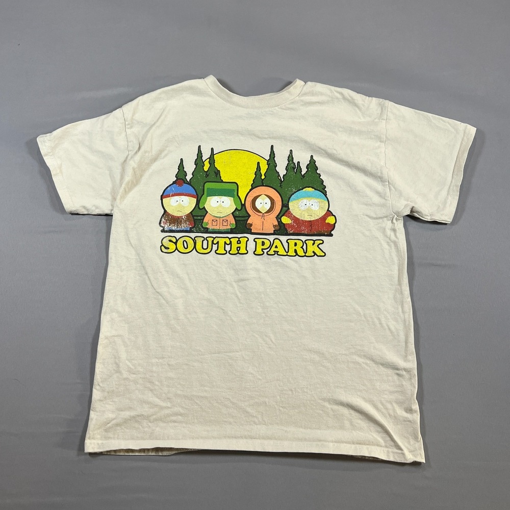 South Park Hybrid Apparel T-Shirt Mens Large Beige Cartman, Kenny, Kyle & Stan